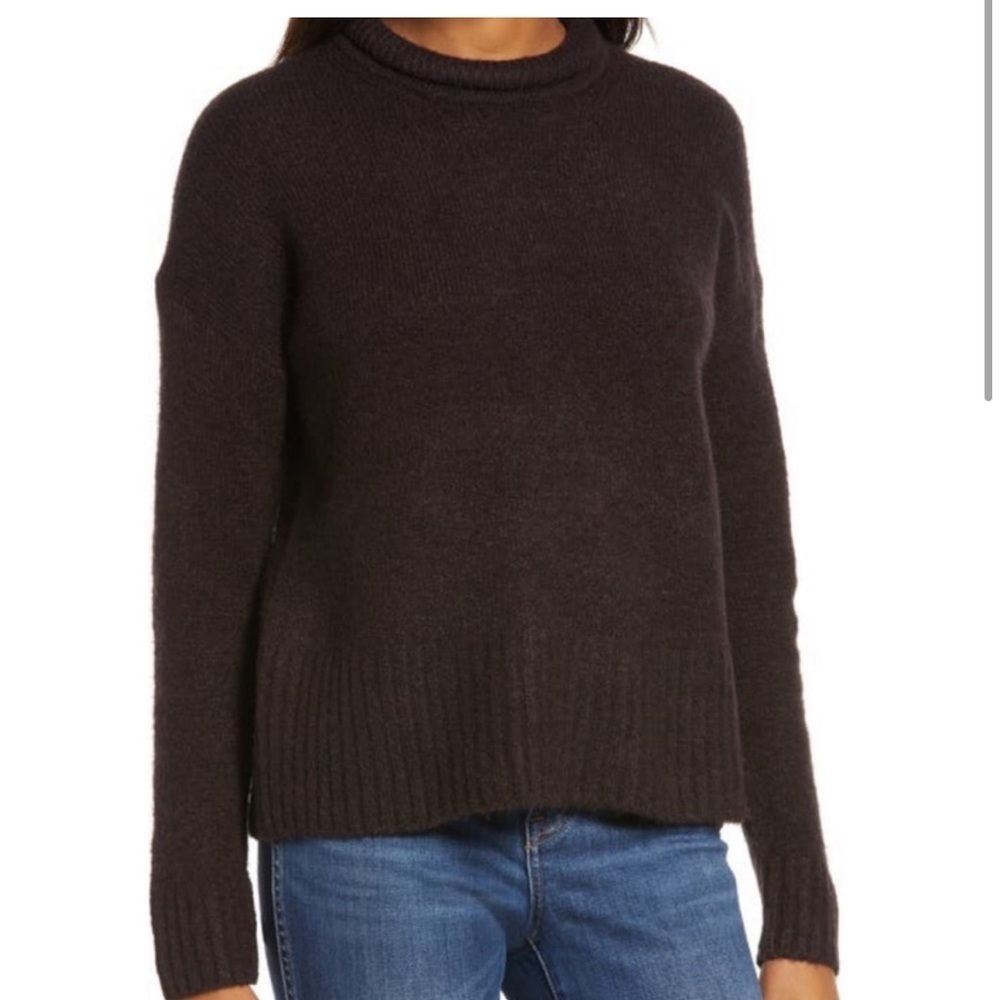 MADEWELL Luke Puff Neck Trim Pullover Sweater In Heather Raisin | Small